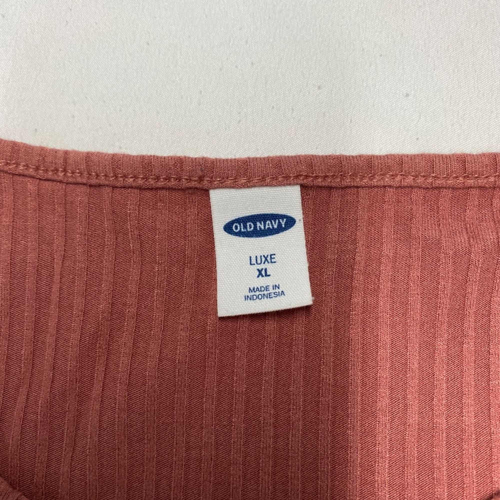 Old Navy Luxe Rib-Knit Tank Top XL Terracotta Clay Sleeveless Swing Relaxed Fit - Picture 4 of 7